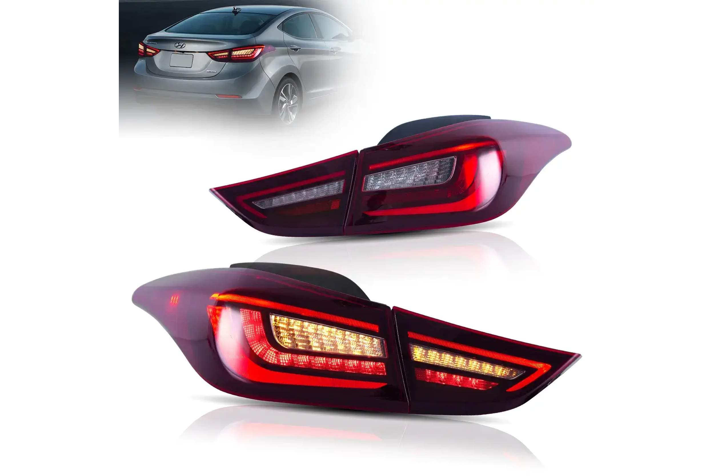 11-16 Hyundai Elantra: LED Tail Lights - Red/Clear photo 4