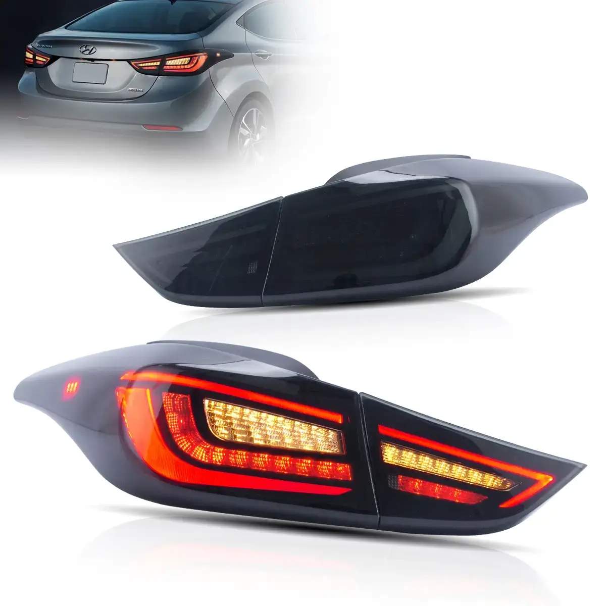 11-16 Hyundai Elantra: LED Tail Lights - Red/Clear photo 2