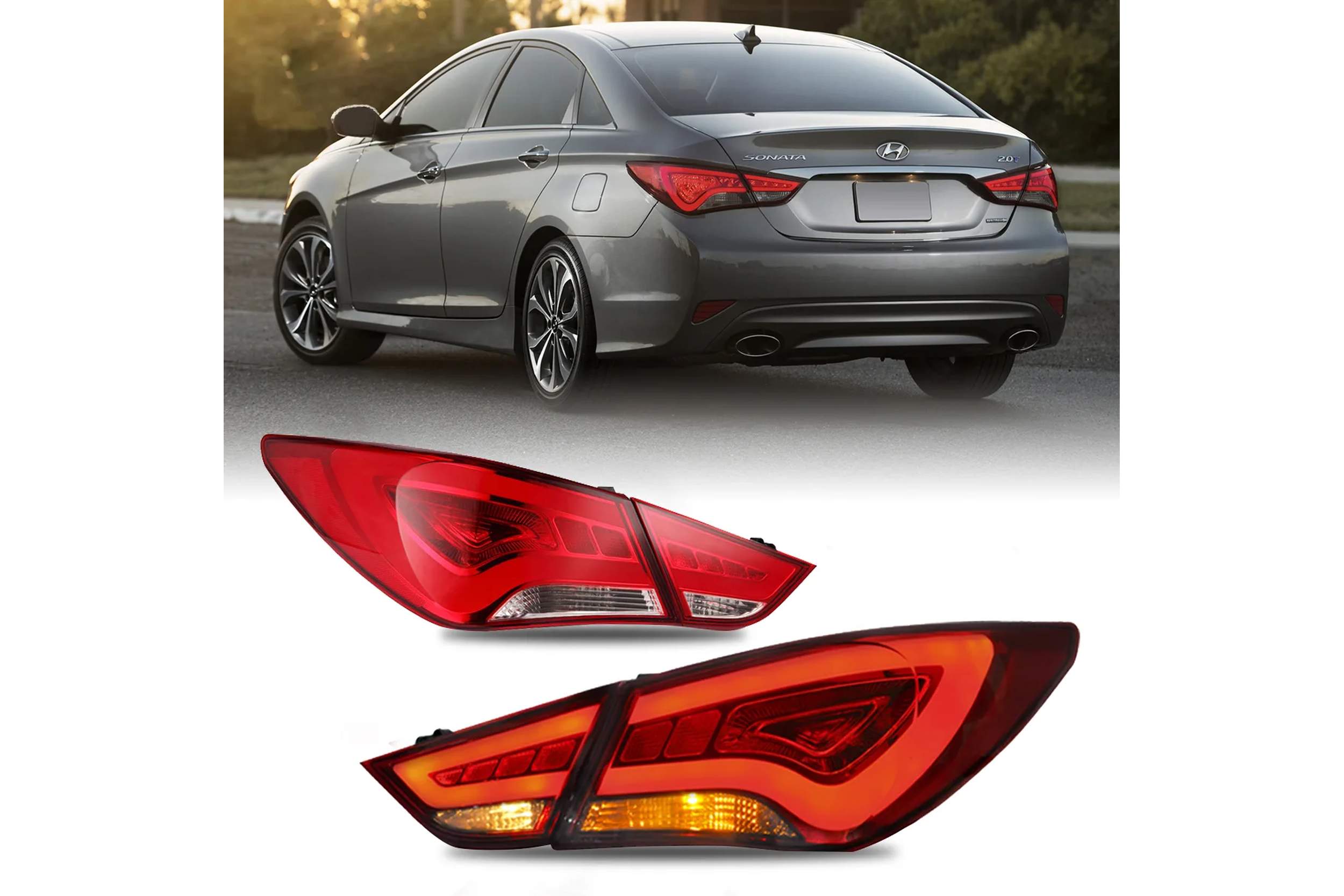 11-14 Hyundai Sonata: LED Tail Lights - Amber/Red/Clear photo 2