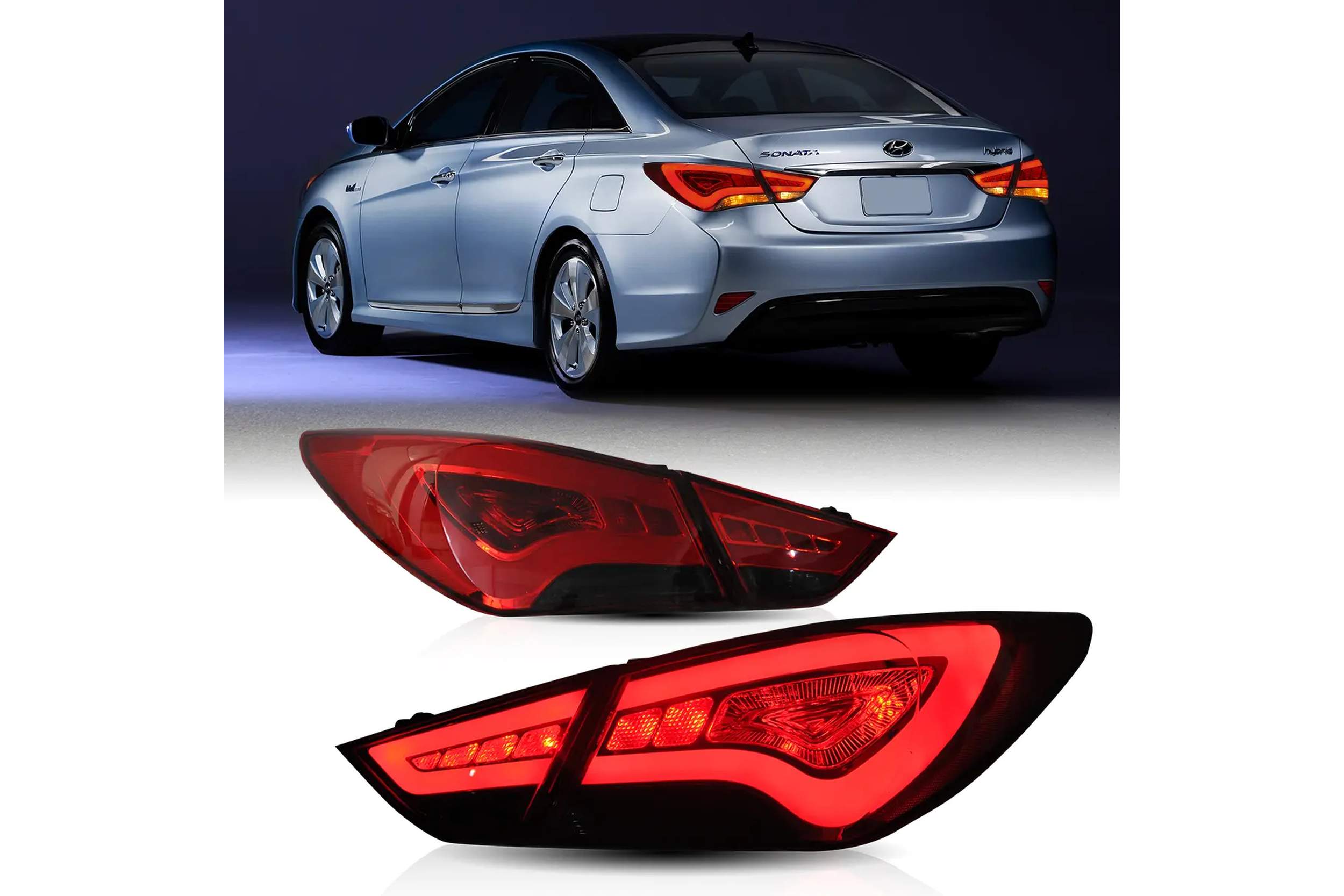 11-14 Hyundai Sonata: LED Tail Lights - Amber/Red/Smoked photo 2