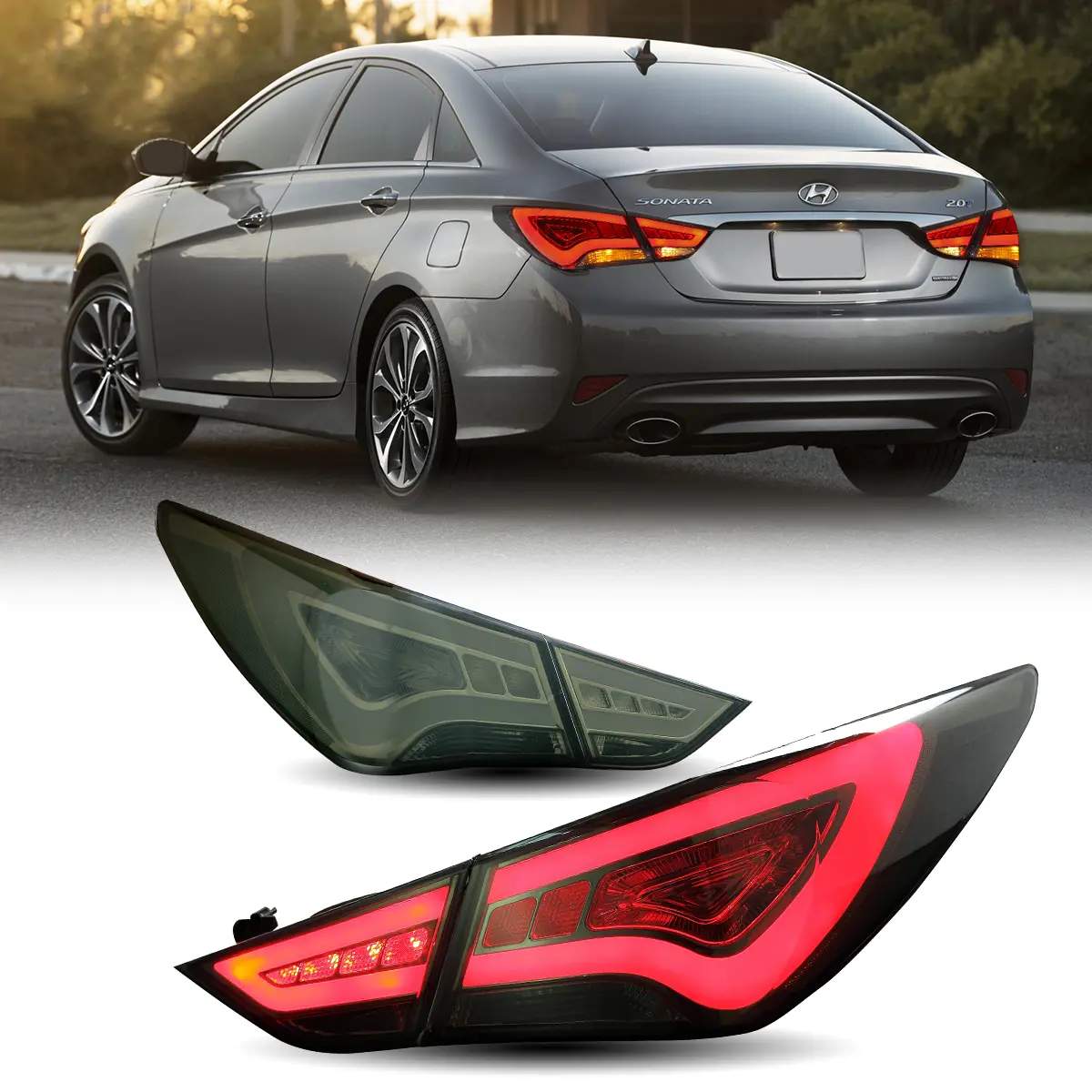 11-14 Hyundai Sonata: LED Tail Lights - Amber/Red/Smoked photo 4