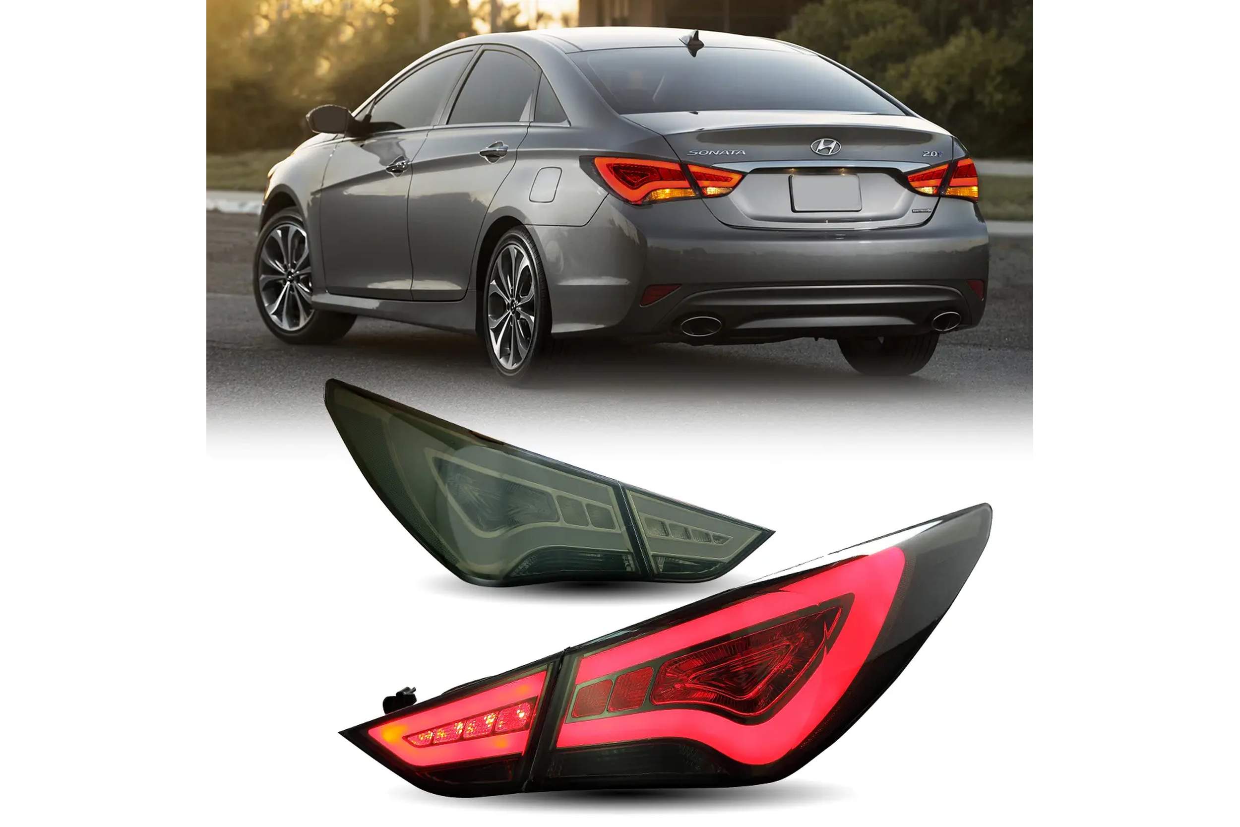 11-14 Hyundai Sonata: LED Tail Lights - Amber/Smoked photo 2