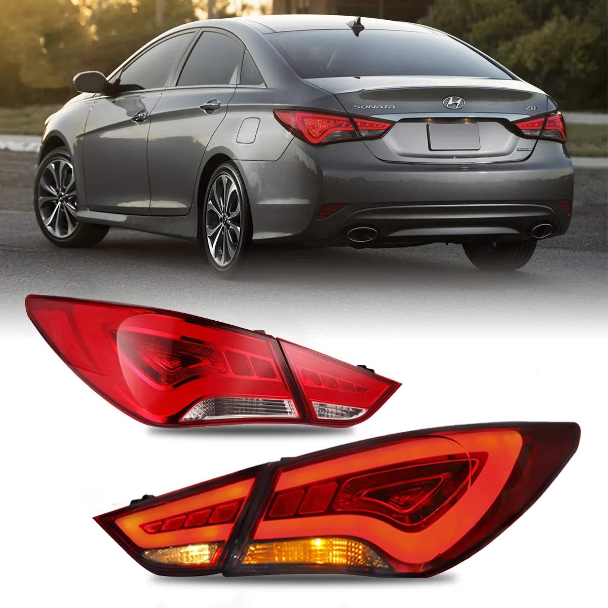 11-14 Hyundai Sonata: LED Tail Lights - Amber/Smoked photo 4