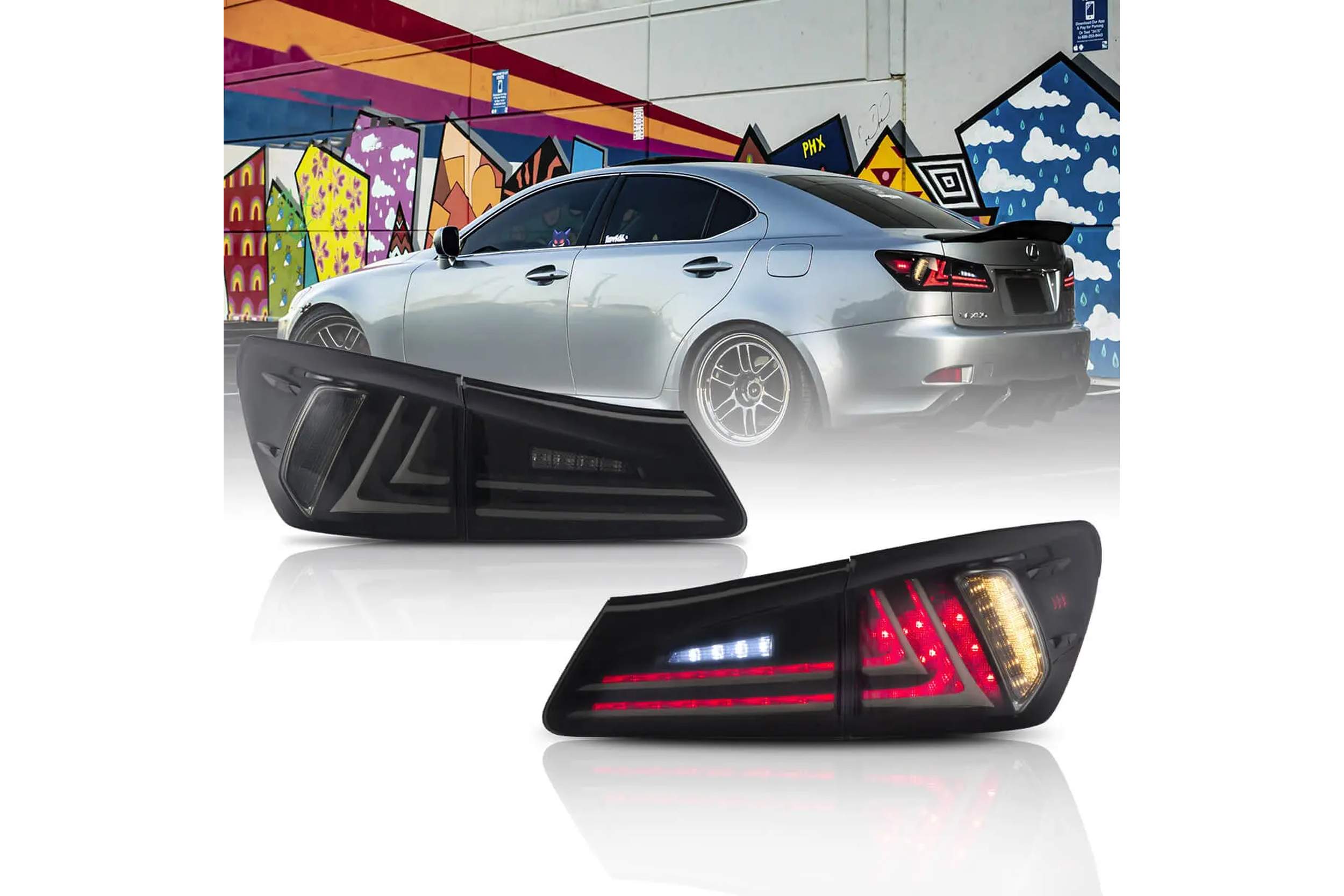 06-12 Lexus IS250: LED Tail Lights - Amber/Smoked photo 2