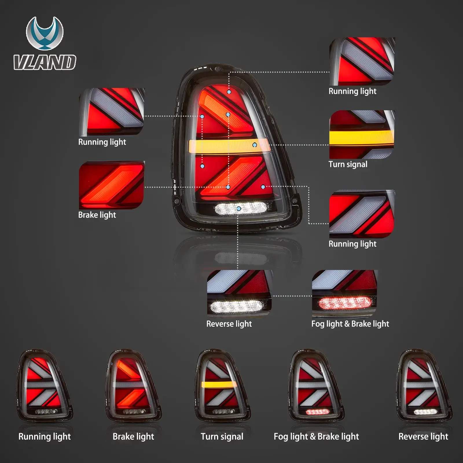 07-13 Mini Convertible: LED Tail Lights V2 - Amber/Clear photo 3