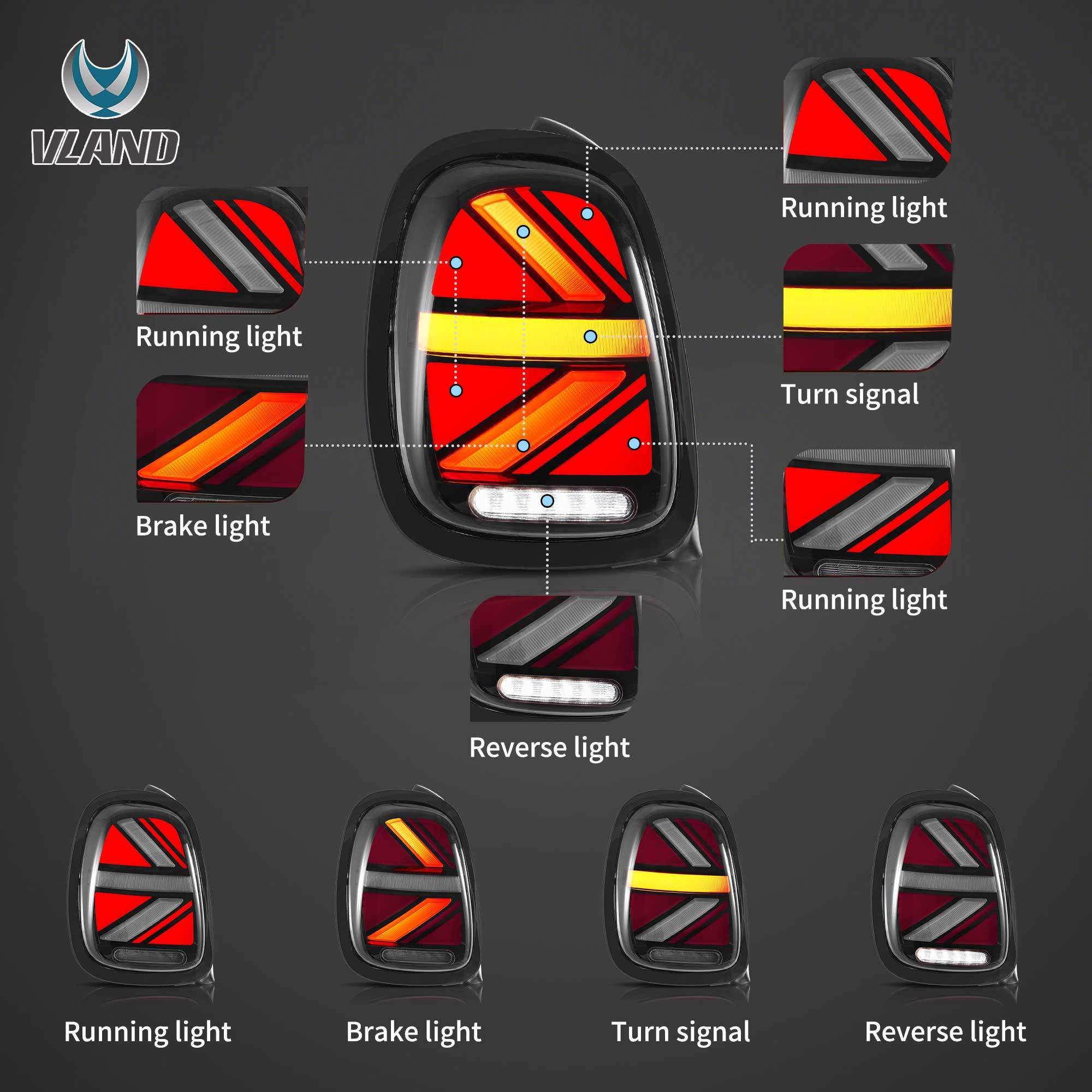 14-19 Mini Hatch: LED Tail Lights - Red/Black photo 3