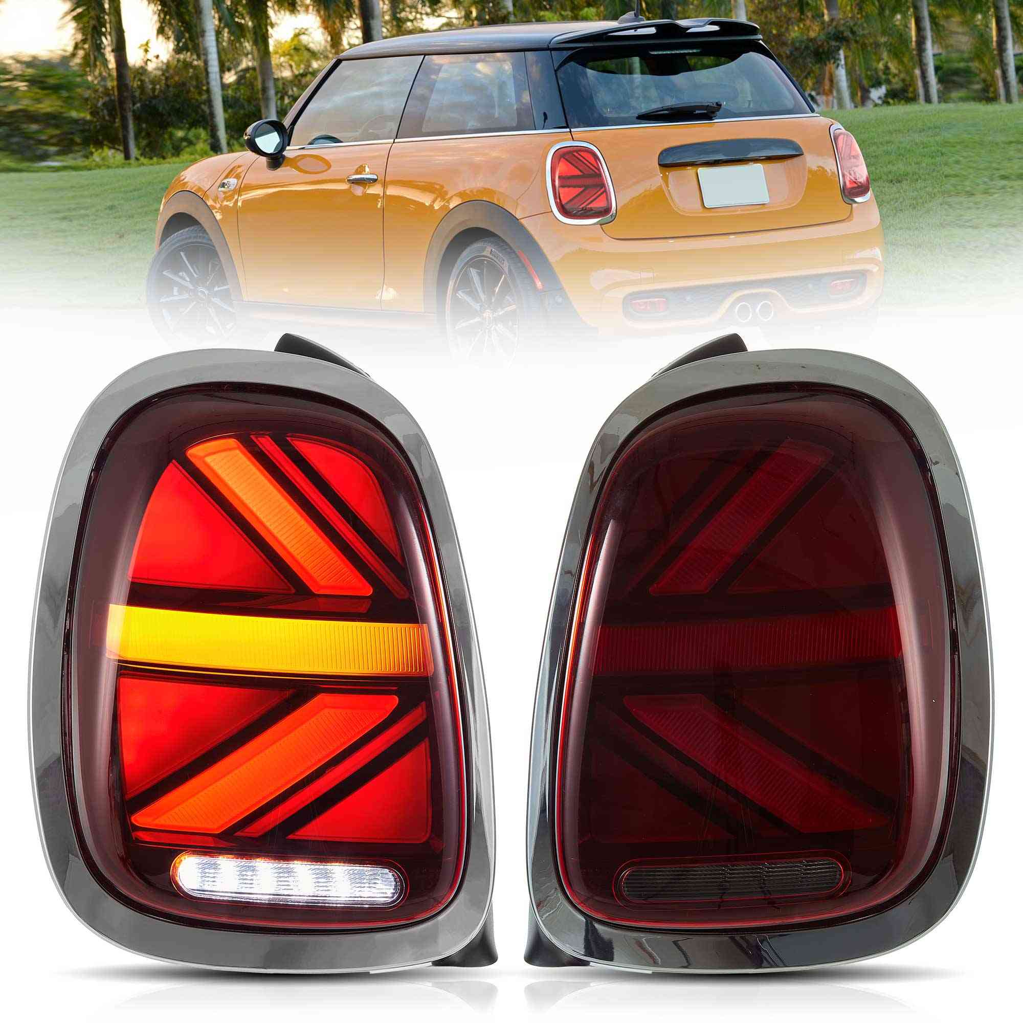 14-19 Mini Hatch: LED Tail Lights - Red/Chrome photo 2