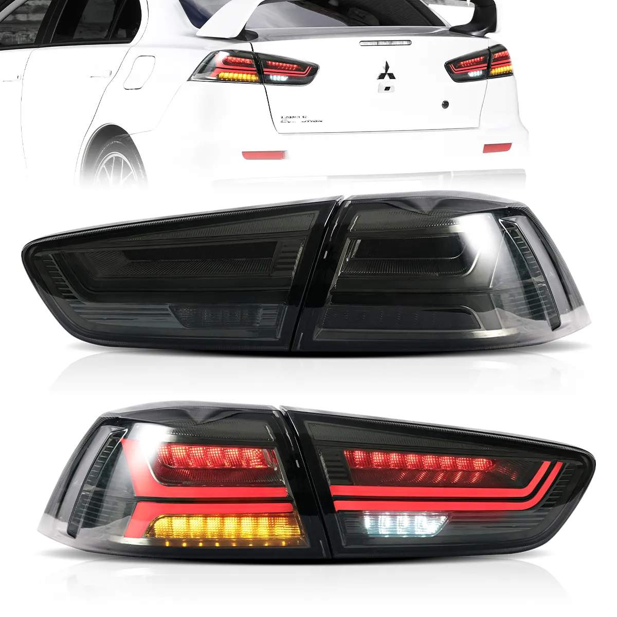 08-17 Mitsubishi Lancer Evolution X: LED Tail Lights - Red/Smoked photo 2