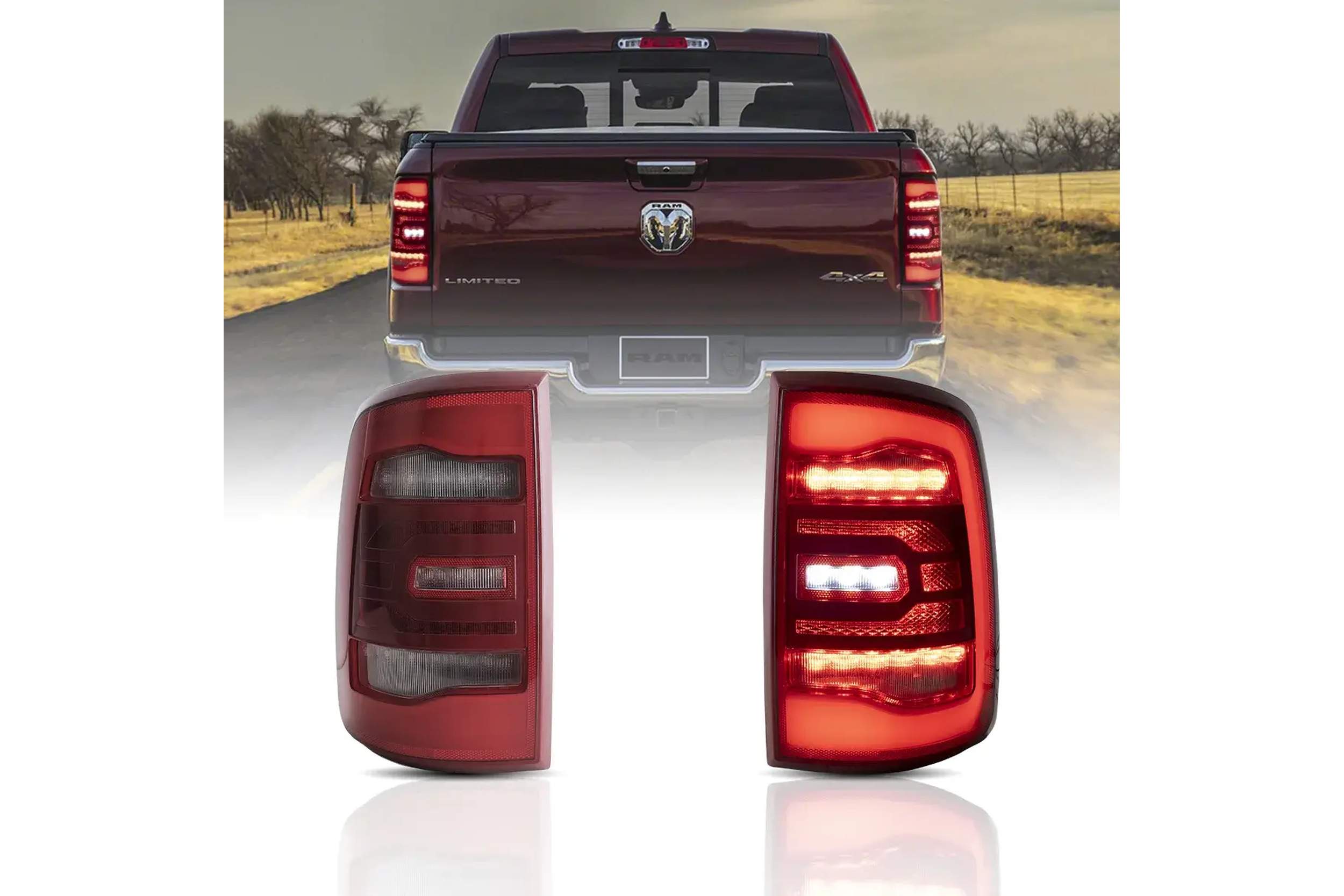 19-22 Ram 1500 Classic: LED Tail Lights - Red/Clear photo 2
