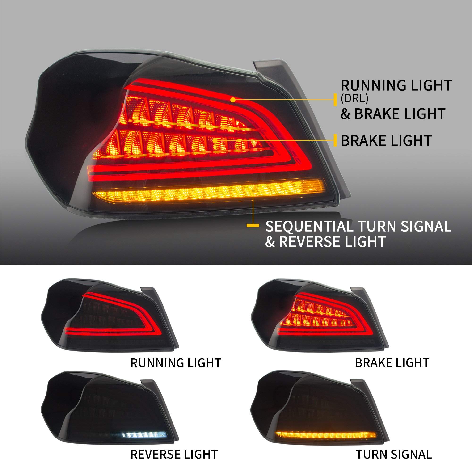 15-21 Subaru WRX: LED Tail Lights - Smoked photo 4