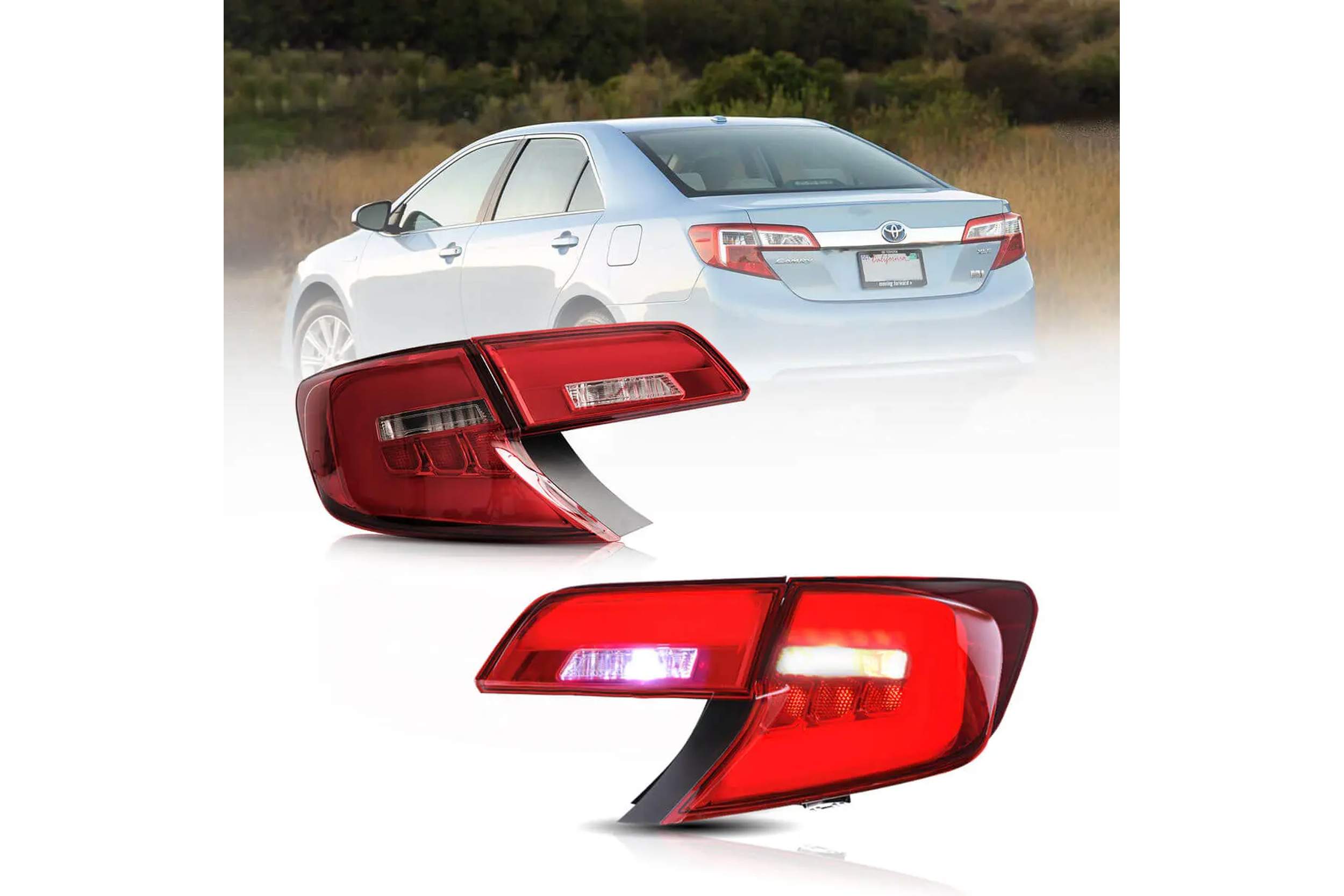 12-14 Toyota Camry: LED Tail Lights - Red/Clear photo 2