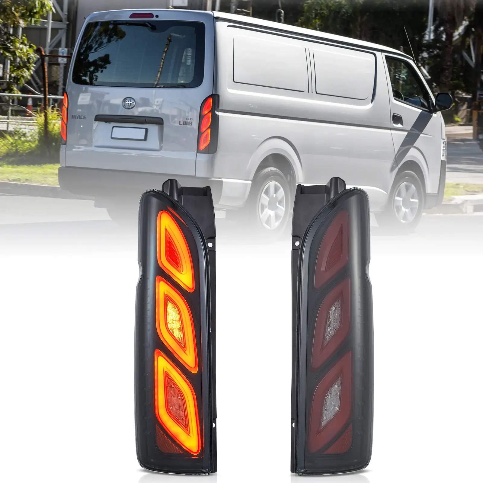 04-19 Toyota Hiace: LED Tail Lights - Smoked photo 2