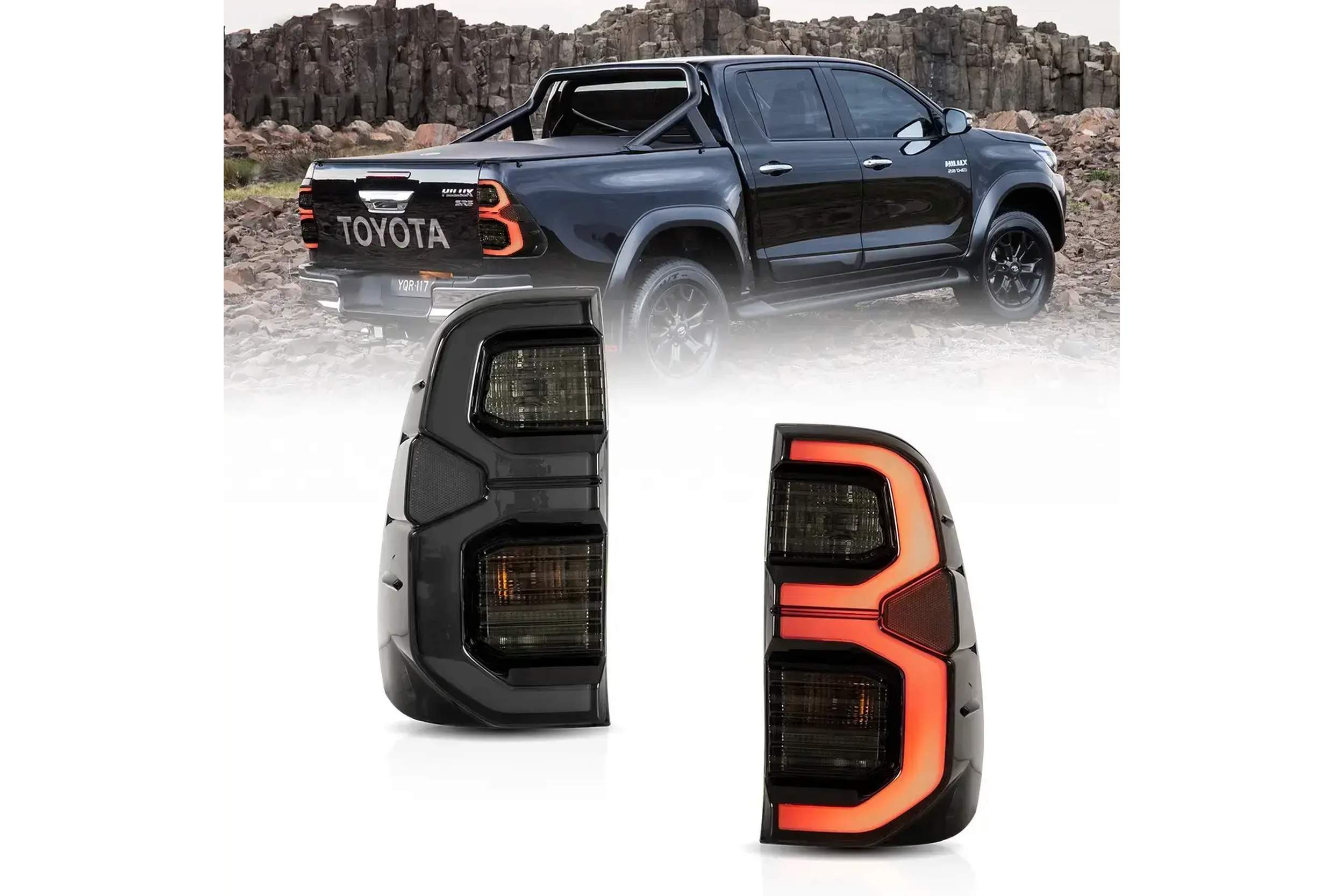 15-22 Toyota Hilux: LED Tail Lights - Smoked photo 2