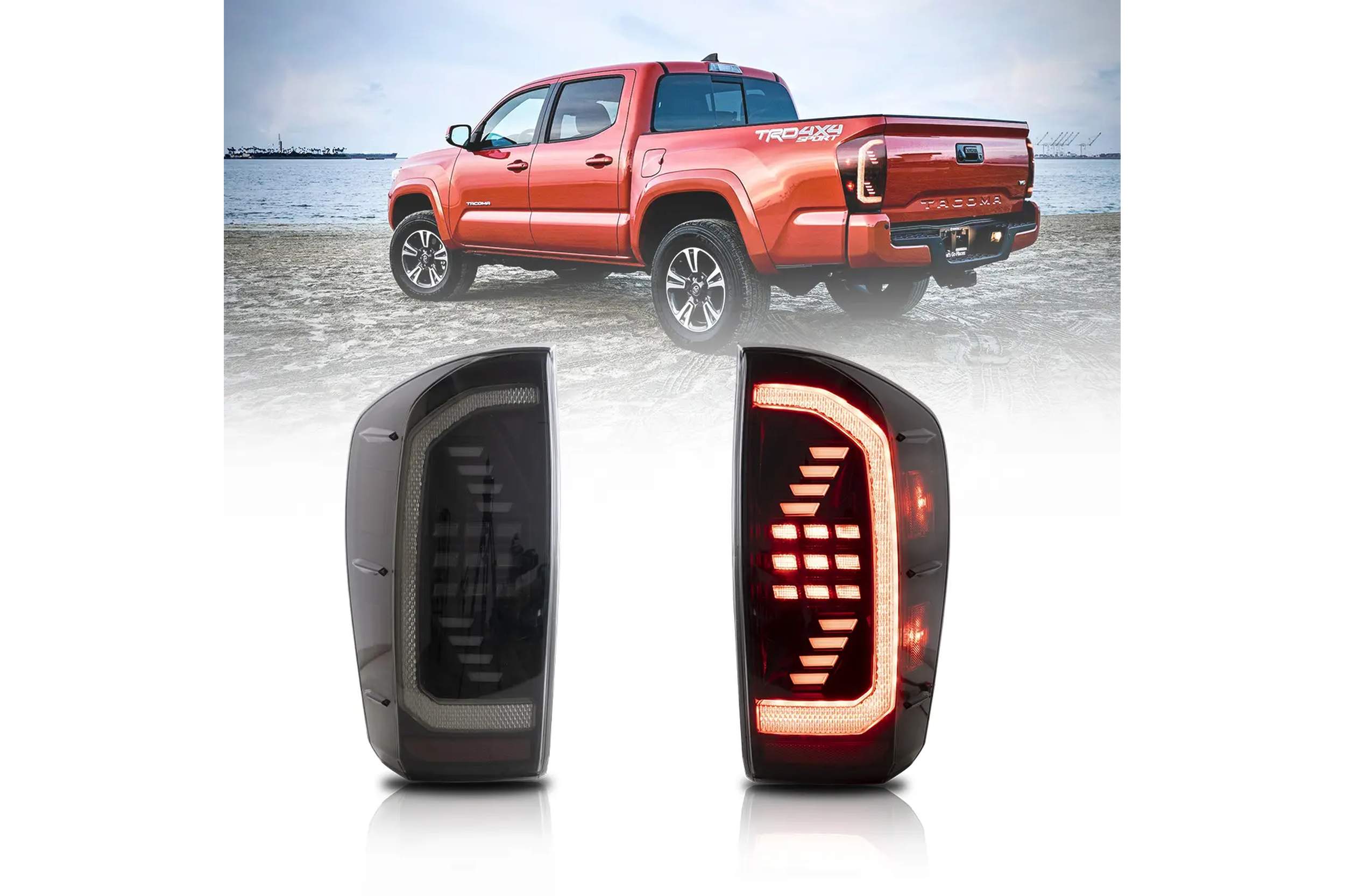 16-23 Toyota Tacoma: LED Tail Lights - Smoked/Red photo 4