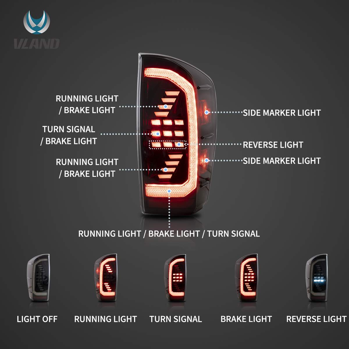 16-23 Toyota Tacoma: LED Tail Lights - Smoked/Red photo 2