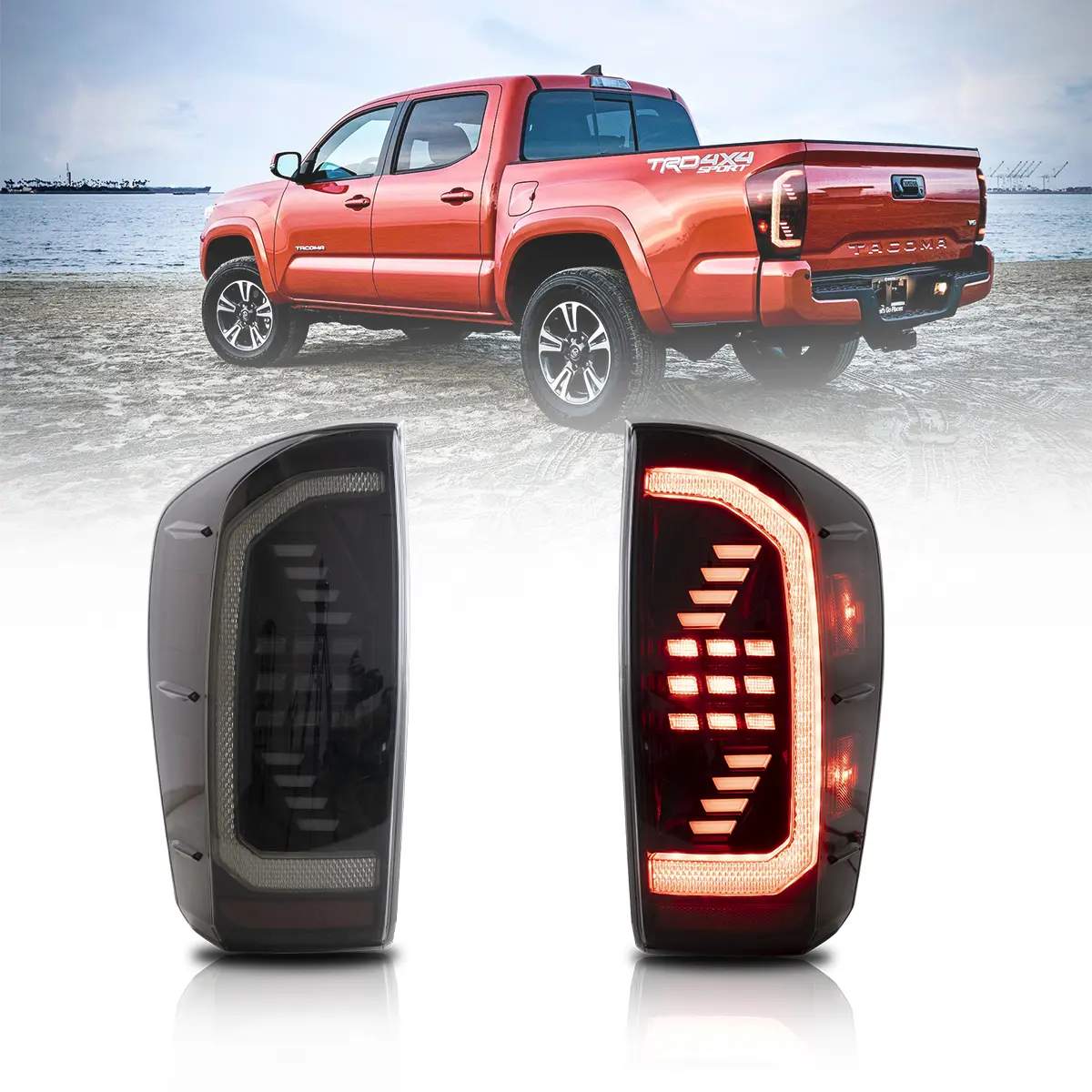 16-23 Toyota Tacoma: LED Tail Lights - Smoked/Amber photo 3