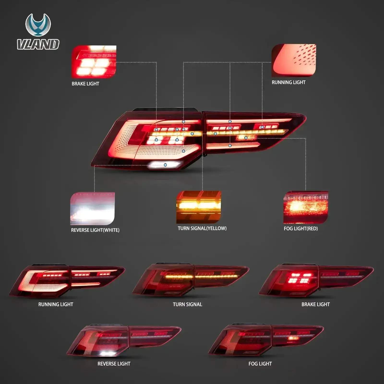 20-23 Volkswagen Golf: LED Tail Lights - Amber/Smoked photo 3
