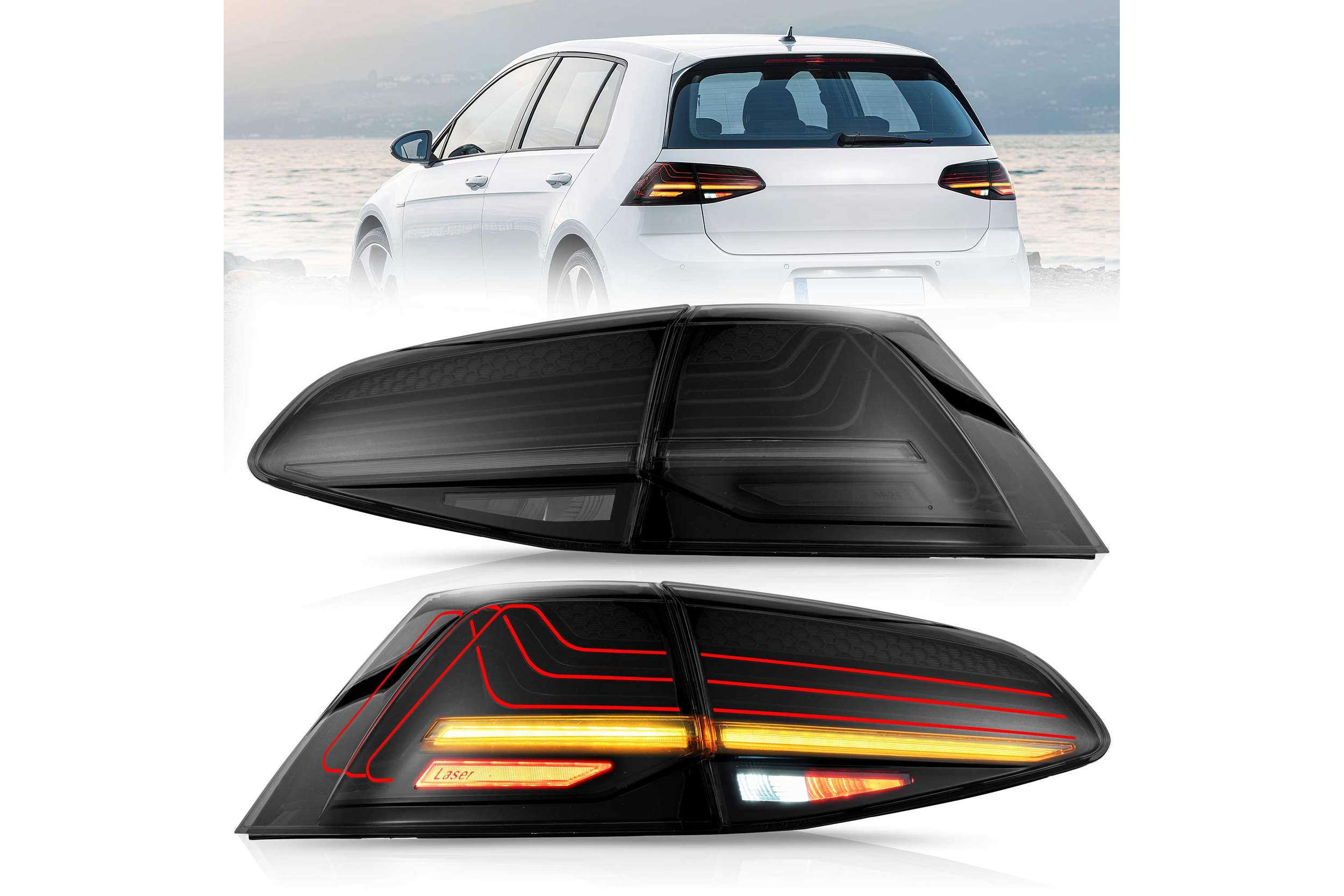13-17 Volkswagen Golf: LED Laser Tail Lights - Turn Signals/Red photo 2